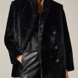 J. Crew Black Faux Fur Coat